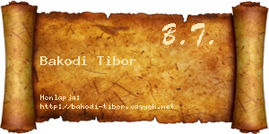 Bakodi Tibor névjegykártya